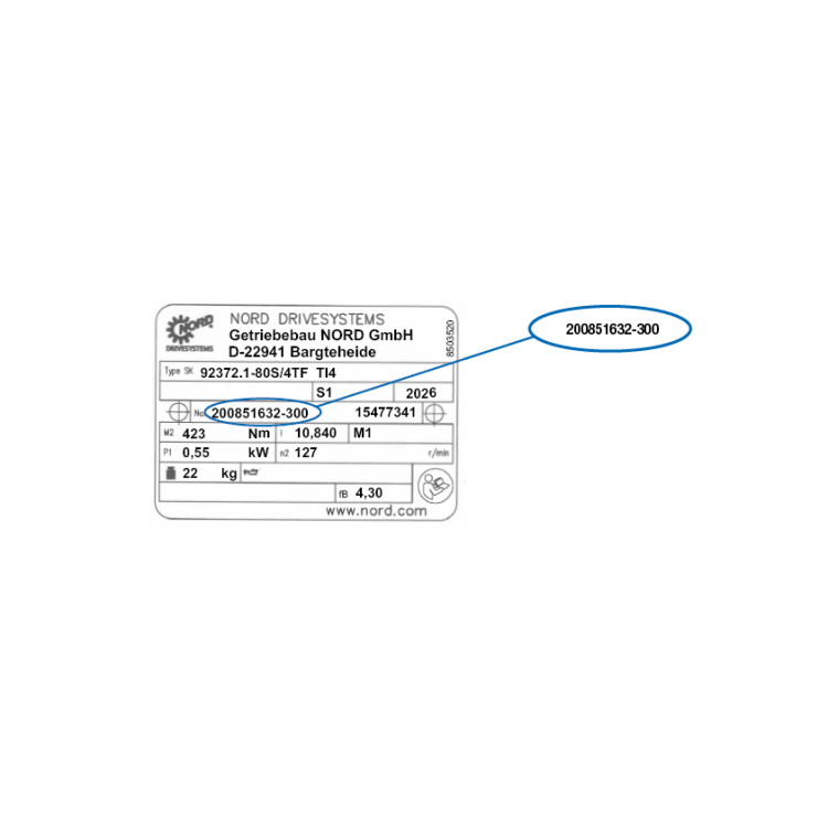 Geardrive Order Number